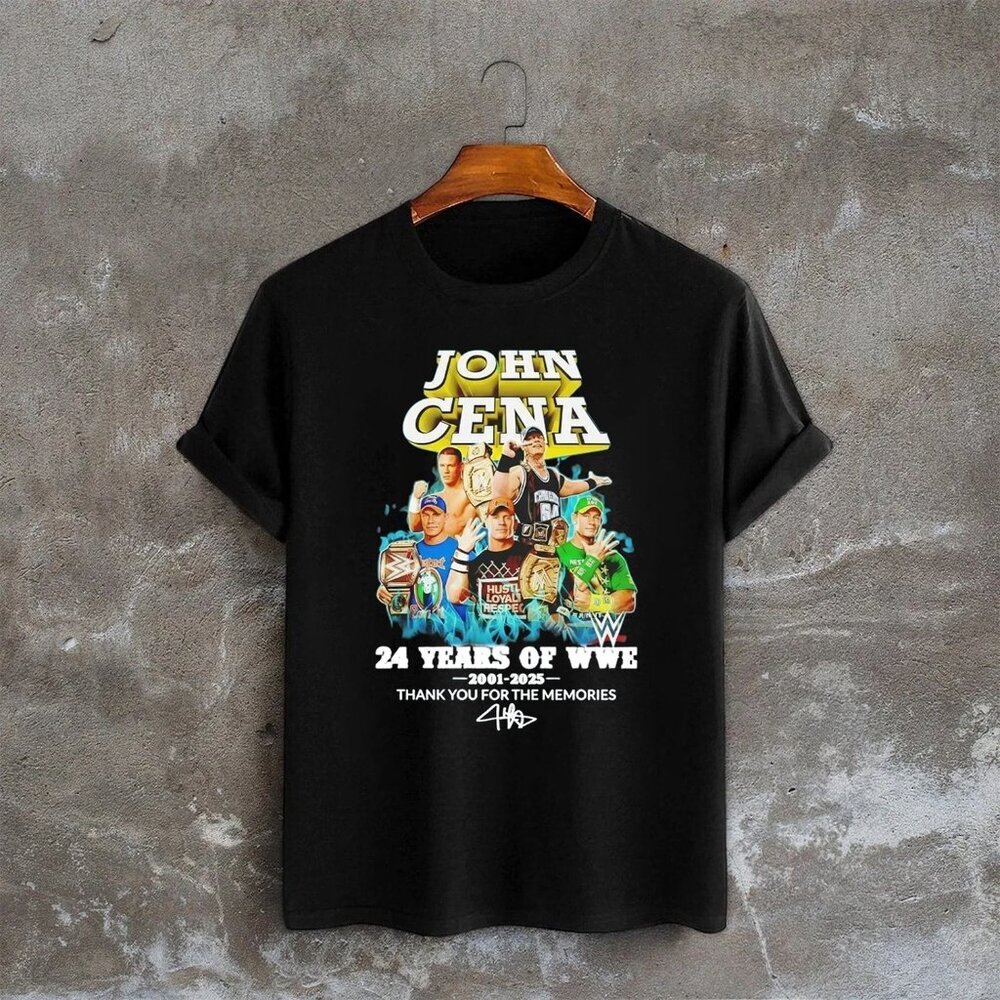 John Cena 24 years of WWE 2001-2025 Thank You Signature Tshirt